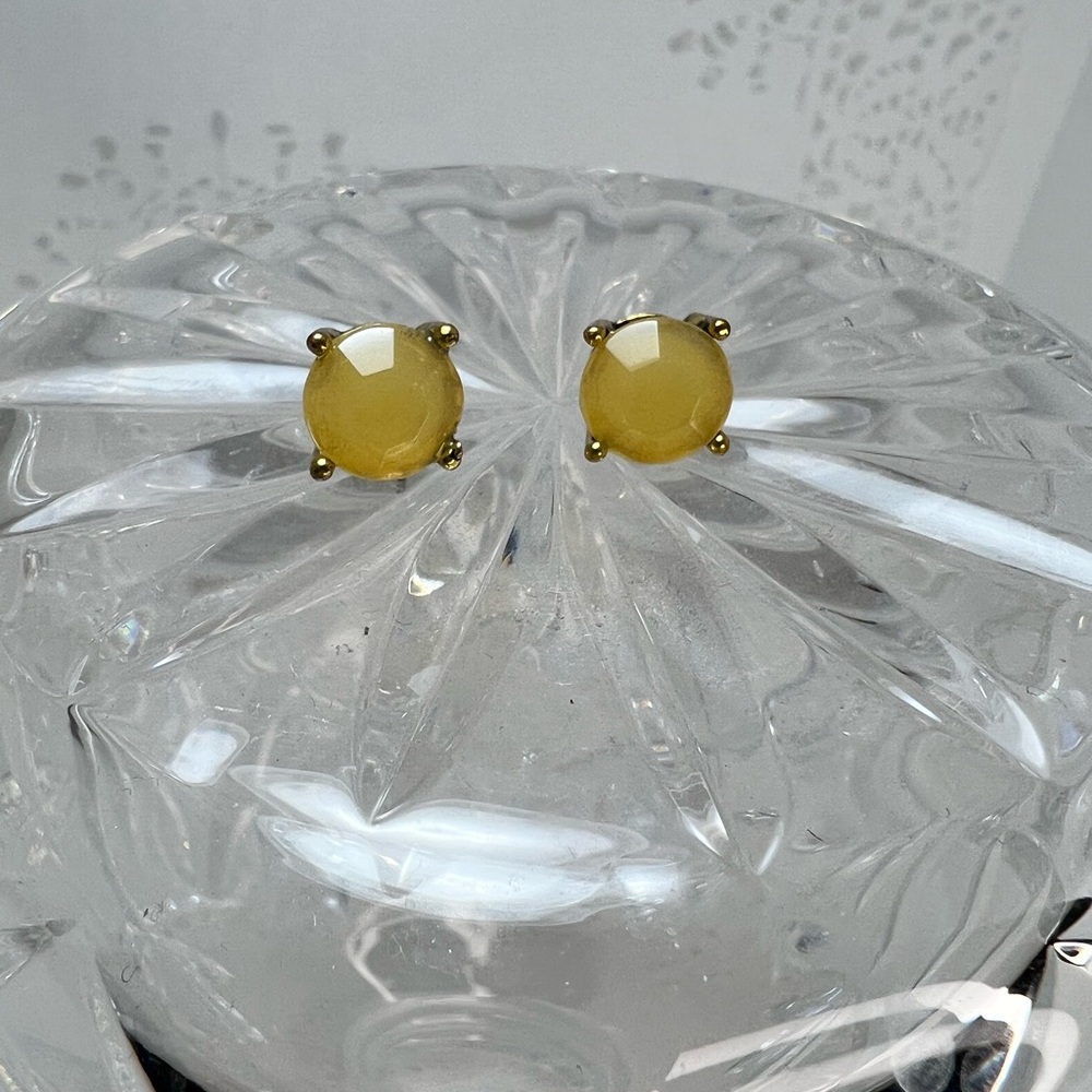 White Baltic Amber Stud Earrings